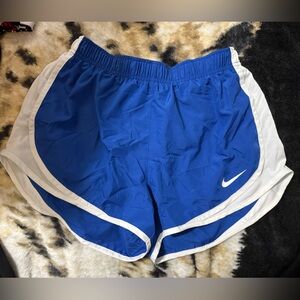 Nike Women's Royal Blue and White Athletic Shorts